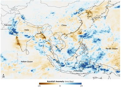 Un monzón inusualmente intenso culpable de las lluvias en Asia