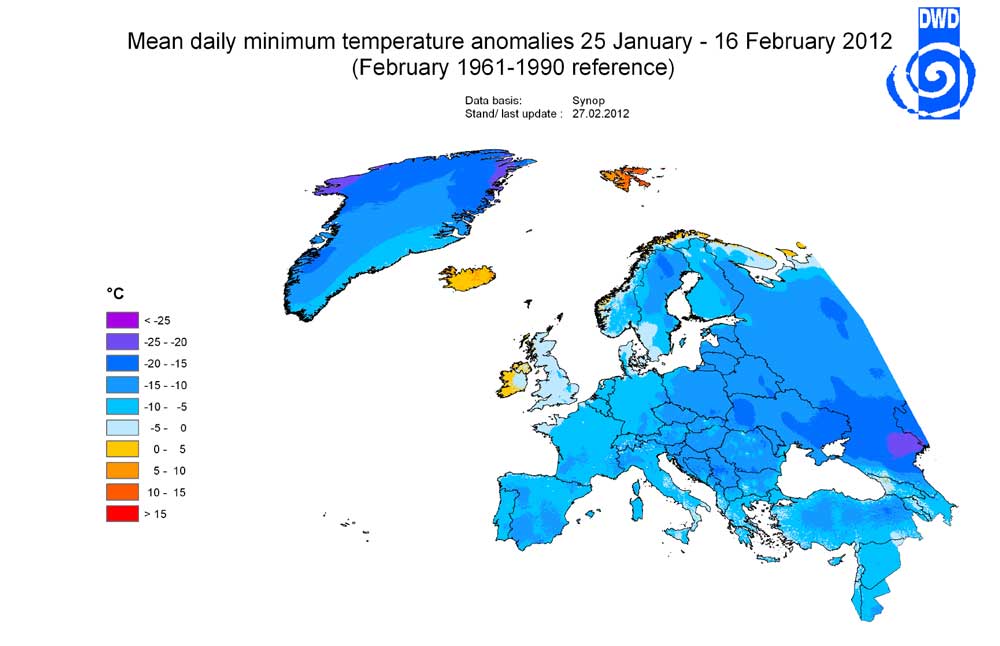 Informe sobre la ola de frío siberiano en Europa y Asia. Enero-Febrero de 2012