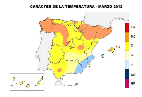 Marzo de 2012: más cálido y seco de lo normal en España