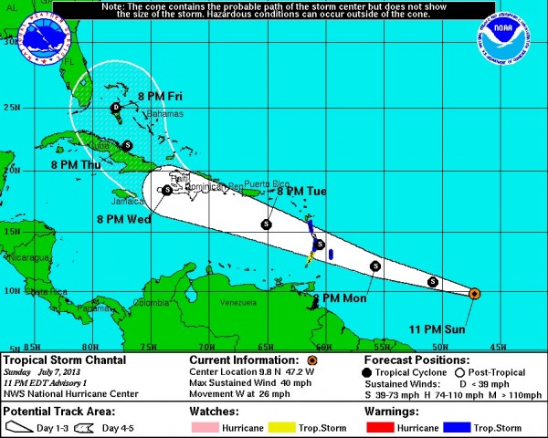 La tormenta tropical Chantal pone en alerta al Caribe