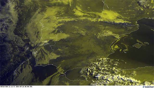 Un bello amanecer en la Peninsula Iberica, meteosat 10
