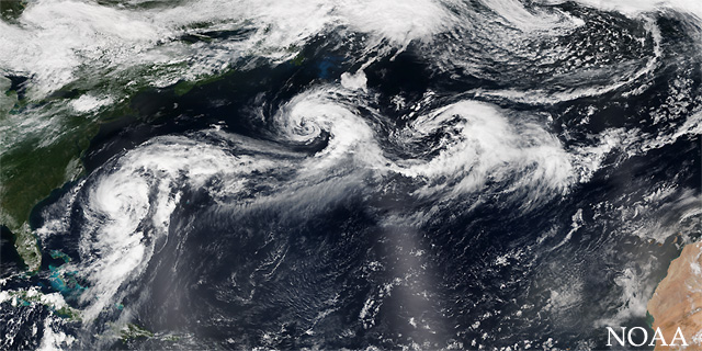 Tren de ciclones y el huracan Cristobal, Atlantico Norte