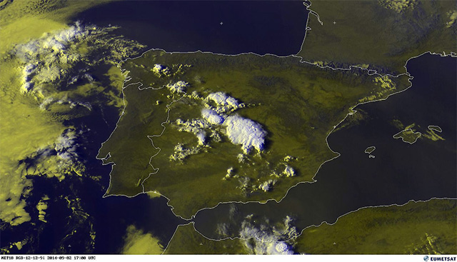 2 de septiembre, calor historico en Granada, tormentas Zona Centro y Meseta Sur