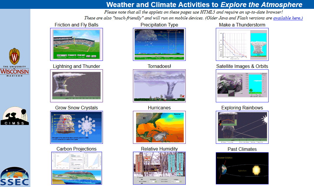 CIMSS, actividades meteorologicas y climaticas para explorar la atmosfera