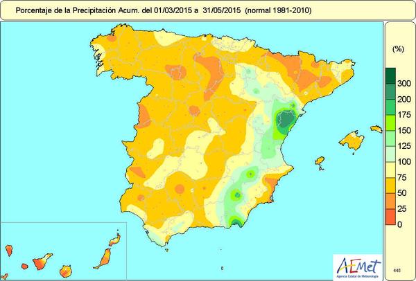 Primavera de 2015 en España: muy cálida y muy seca