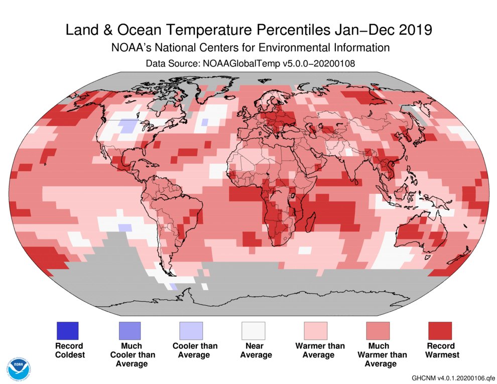 2019 fue el segundo año más cálido desde 1880