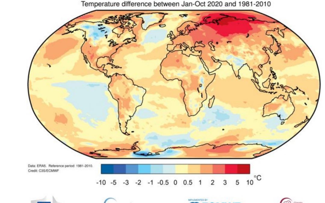 2020 será el tercer año más cálido del registro