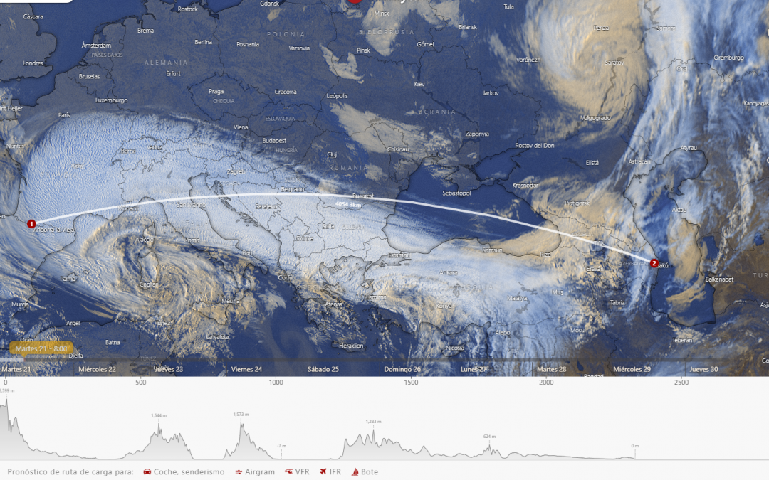 Un frente nuboso de más de 4000 km sobre la Europa mediterránea