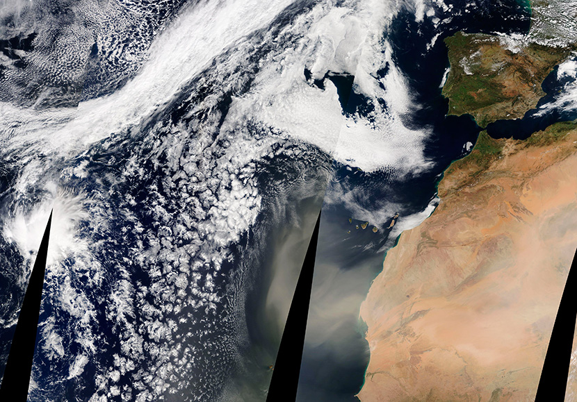 Intensa advección de polvo sahariano estos días en el Atlántico