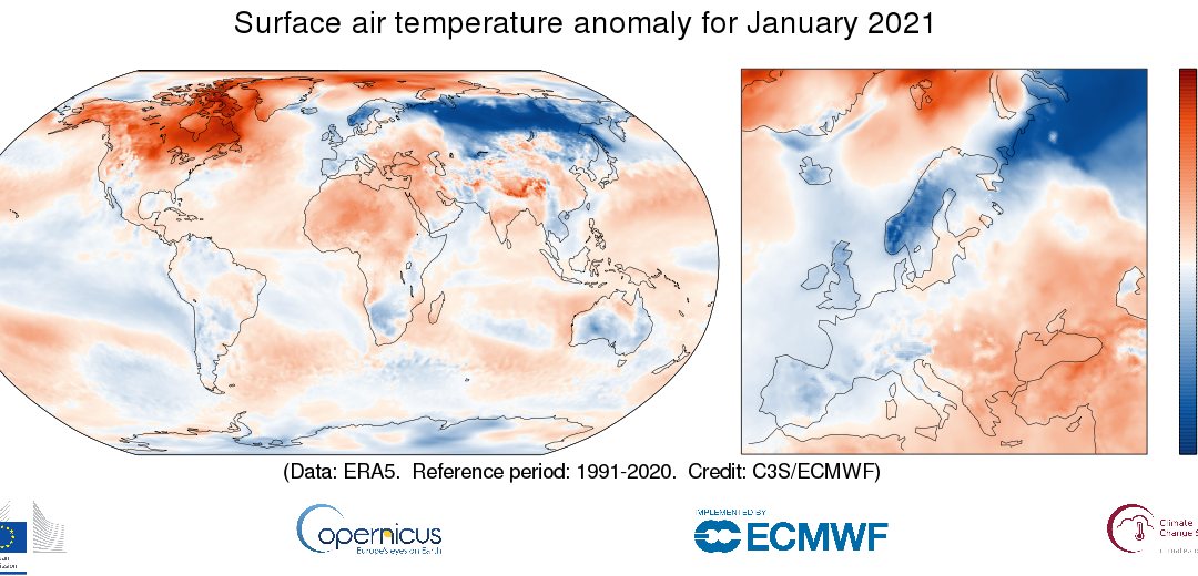 Enero de 2021 fue (sólo) el sexto más cálido del registro