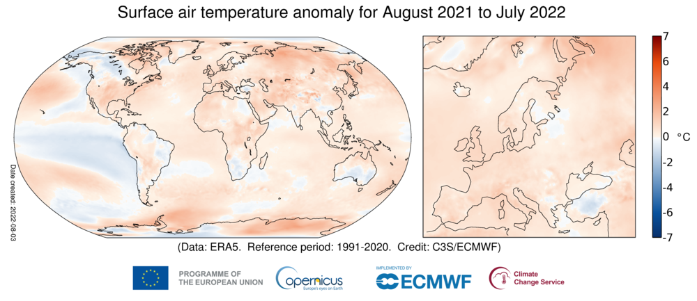 Julio de 2022 fue el tercero más cálido