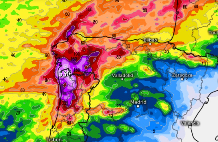 Muchísima lluvia en Galicia: más de 300 mm en pocos días