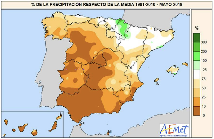 Mayo 2019 en España: cálido y muy seco, según AEMET.