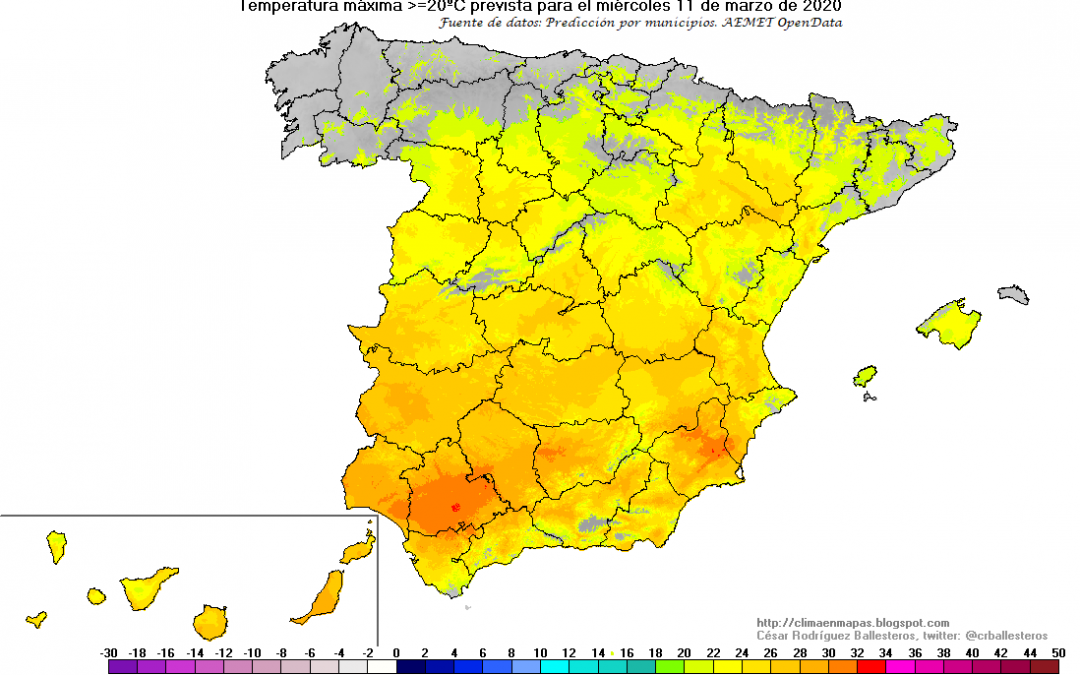 Marzo de 2020: temperaturas de finales mayo.