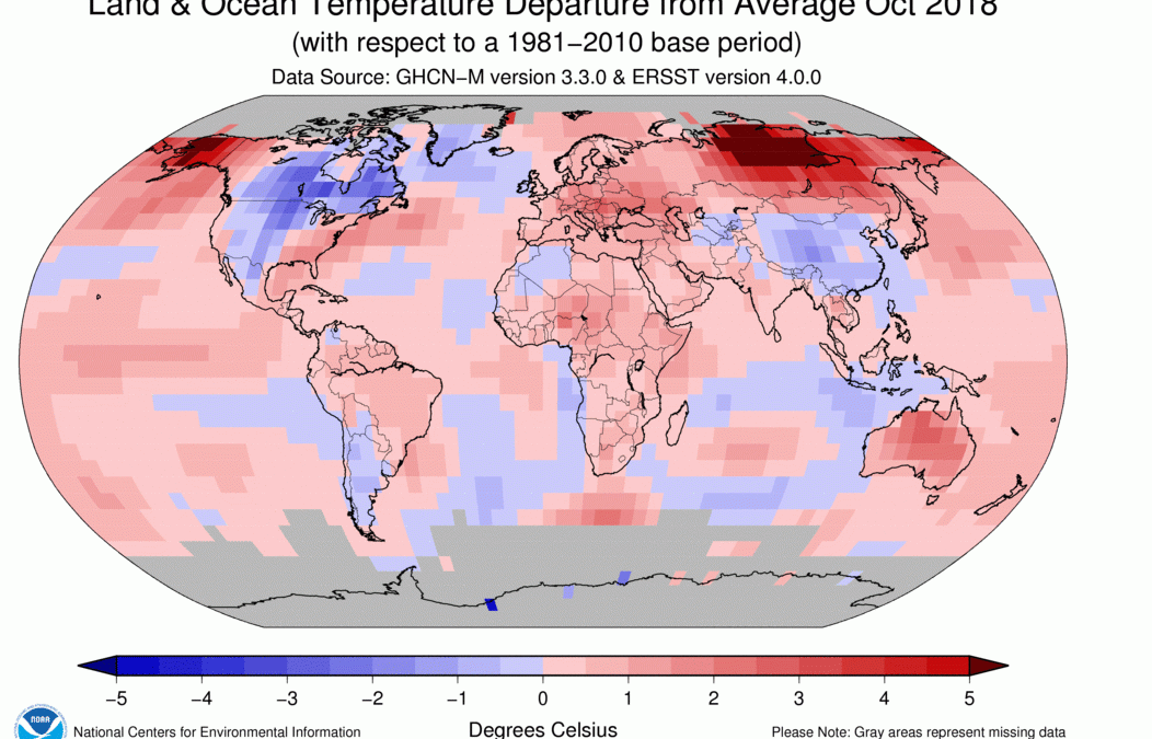 Octubre de 2018 fue el segundo más cálido desde 1880